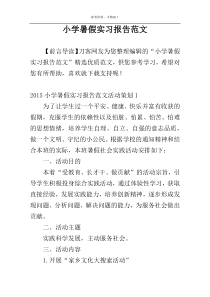 小学暑假实习报告范文