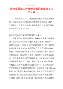 浅谈我国知识产权刑法保护制度论文实用2篇