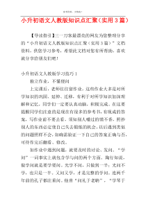 小升初语文人教版知识点汇聚（实用3篇）