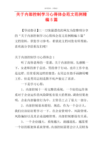 关于内部控制学习心得体会范文范例精编5篇