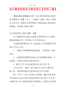 会计事务所的实习报告范文【实用4篇】