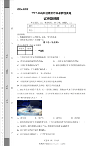 2022年山东省泰安市中考物理真题原版答案解析版