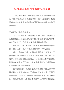 见习期的工作自我鉴定实用5篇