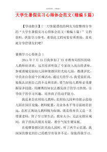 大学生暑假实习心得体会范文（精编5篇）