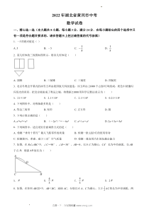 2022年黄冈市中考数学真题原版答案解析版