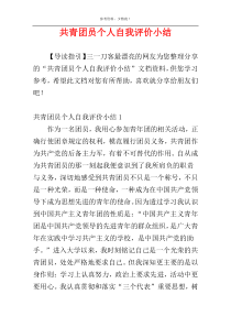 共青团员个人自我评价小结