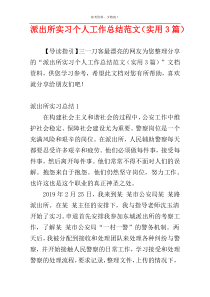 派出所实习个人工作总结范文（实用3篇）