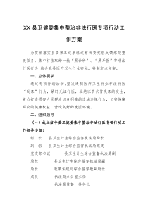 工作方案XX县卫健委集中整治非法行医专项行动工作方案