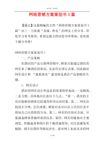 网络营销方案策划书3篇