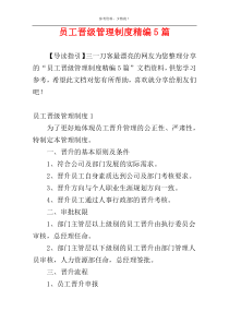 员工晋级管理制度精编5篇