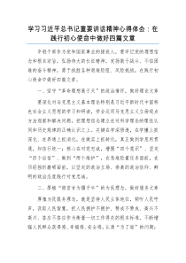 学习习近平总书记重要讲话精神心得体会在践行初心使命中做好四篇文章