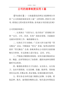 公司的规章制度实用3篇