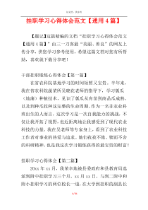 挂职学习心得体会范文【通用4篇】