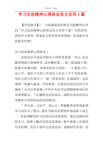 学习沈浩精神心得体会范文实用5篇