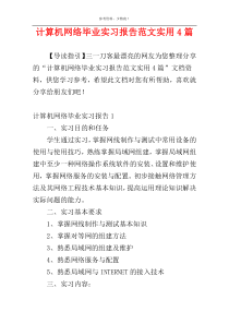 计算机网络毕业实习报告范文实用4篇