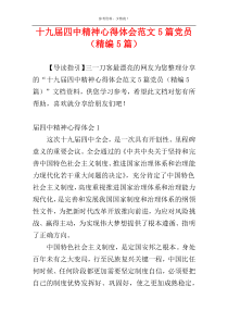 十九届四中精神心得体会范文5篇党员（精编5篇）