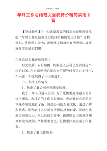 年终工作总结范文自我评价精简实用2篇