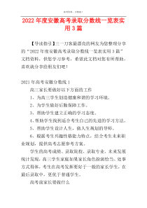 2022年度安徽高考录取分数线一览表实用3篇