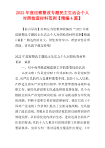 2022年度巡察整改专题民主生活会个人对照检查材料范例【精编4篇】