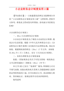 小企业财务会计制度实用2篇