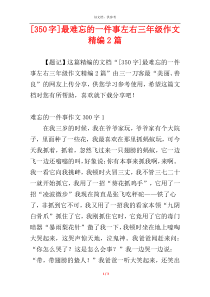 [350字]最难忘的一件事左右三年级作文精编2篇