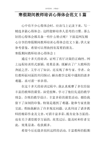 寒假期间教师培训心得体会范文5篇