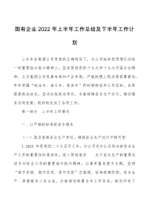 2022年上半年工作总结及下半年工作计划范文集团公司国企工作汇报报告