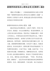 新教师岗前培训心得体会范文【推荐4篇】