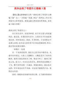 我体会到了母爱作文精编3篇