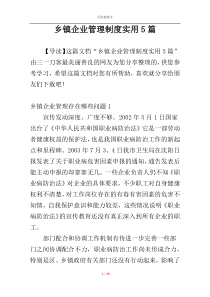 乡镇企业管理制度实用5篇