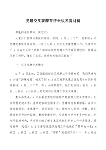 党建交叉观摩互评会议发言材料范文情况问题意见建议评价心得总结讲话