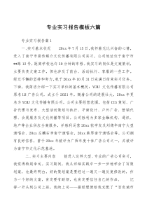 总结报告精选专业实习报告模板六篇