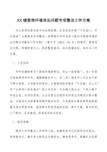 方案意见XX镇营商环境突出问题专项整治工作方案