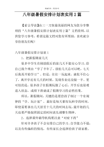 八年级暑假安排计划表实用2篇