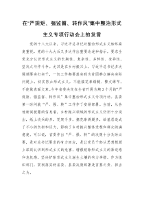 发言材料在严规矩强监督转作风集中整治形式主义专项行动会上的发言