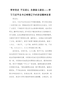 发言材料常学党史不忘初心永葆奋斗姿态学习习近平总书记考察辽宁时讲话精神发言