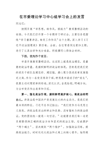 发言材料在市委理论学习中心组学习会上的发言