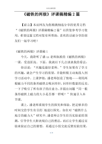 《磁铁的两极》评课稿精编2篇