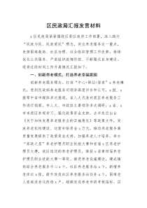 发言材料区民政局汇报发言材料范文近期工作汇报总结报告