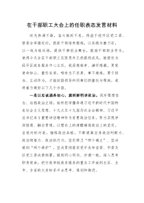 发言材料任职表态在干部职工大会上的任职表态发言材料范文见面会经济开发区政务服务中心主任新任职就职