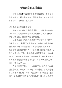 考核表自我总结报告