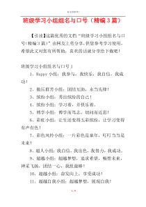 班级学习小组组名与口号（精编3篇）