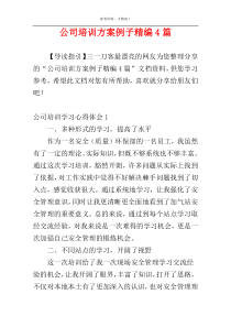 公司培训方案例子精编4篇