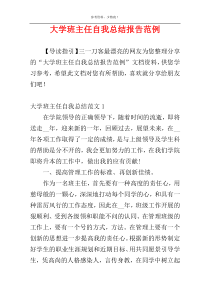 大学班主任自我总结报告范例