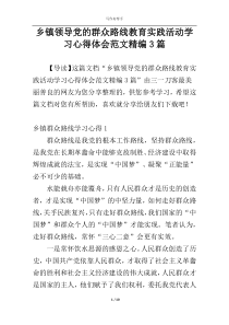 乡镇领导党的群众路线教育实践活动学习心得体会范文精编3篇