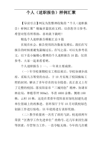 个人（述职报告）样例汇聚