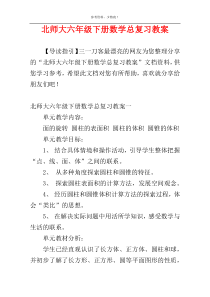 北师大六年级下册数学总复习教案