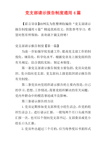 党支部请示报告制度通用4篇