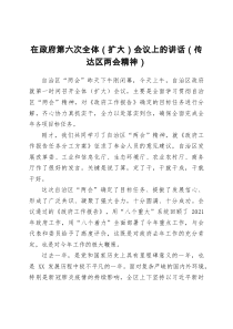 在政府第六次全体扩大会议上的讲话传达区两会精神13