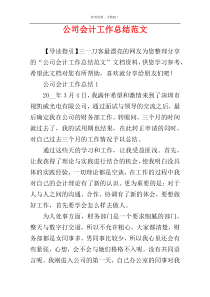 公司会计工作总结范文